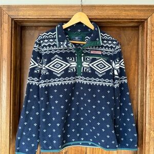Vineyard Vines Men's Navy Blue Patterned Sweater